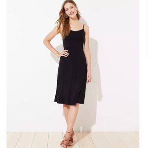 Loft smocked back midi sundress with adjustable straps in black, size 2, NWT